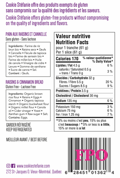 Pain Raisins & Cannelle - 1 x unité